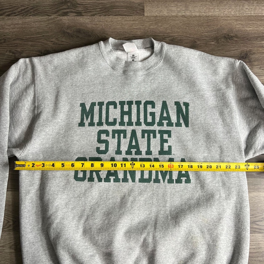 VTG Michigan State Grandma Sweatshirt Mens XL 1990s Spartans Baggy Grey MSU‎ - Picture 11 of 12